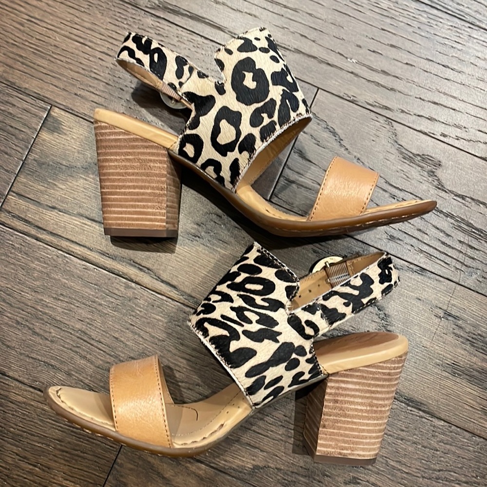 Cheetah block heel sandal
